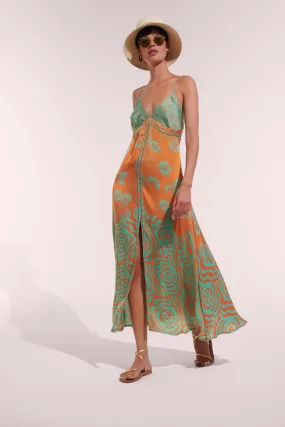 Long Dress Denise - Orange Daisy