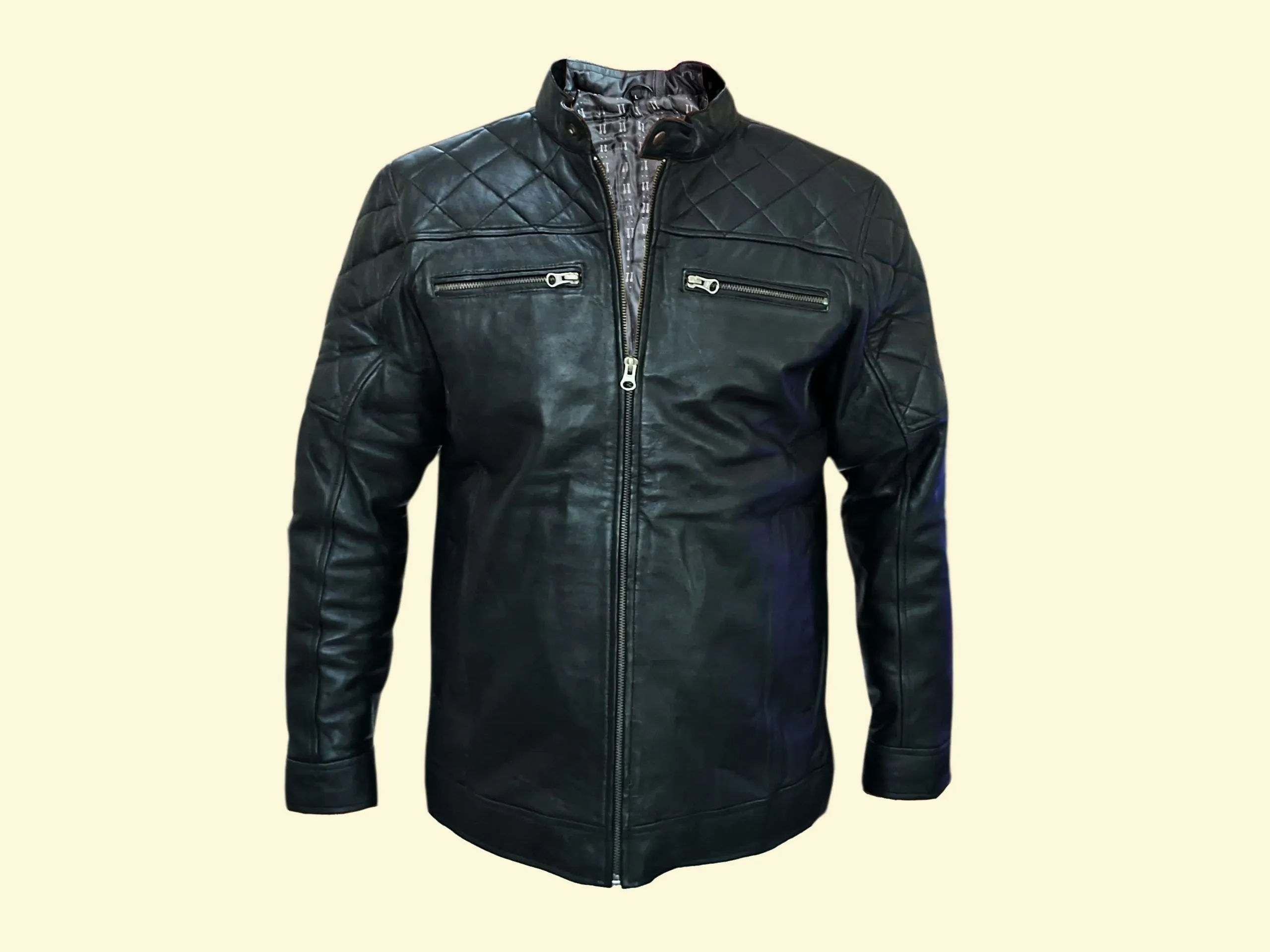 Men Jacket : Leather Jacket Black Genuine Leather 3