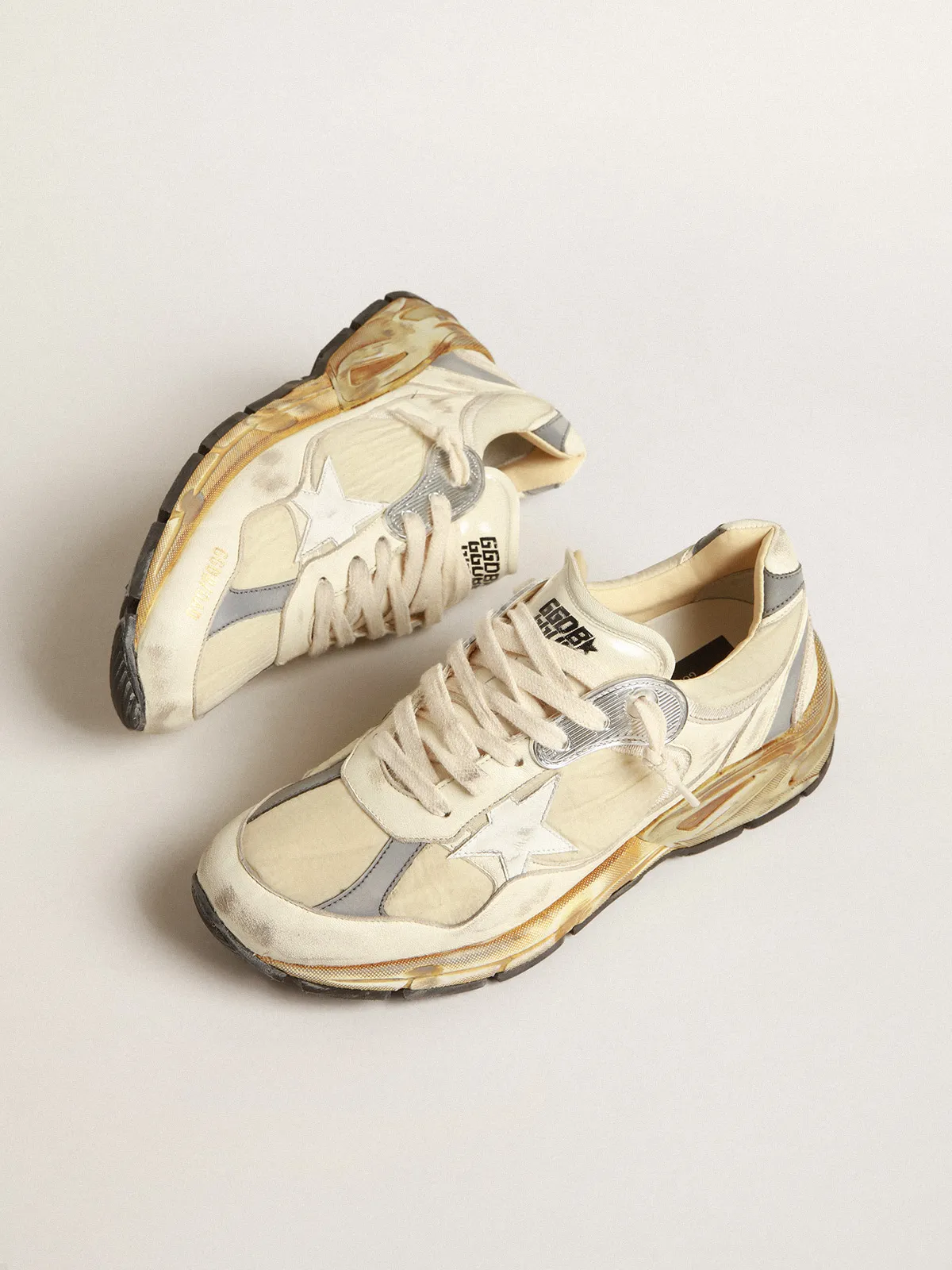 Men’s Dad-Star in beige nappa and nylon with white leather star