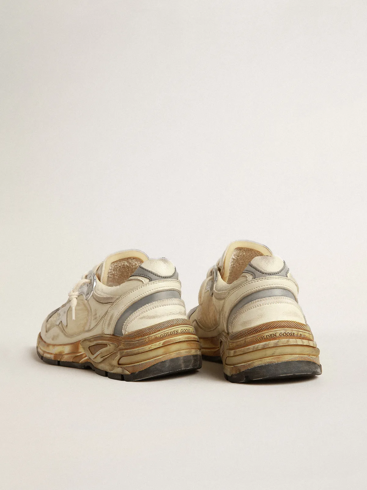 Men’s Dad-Star in beige nappa and nylon with white leather star