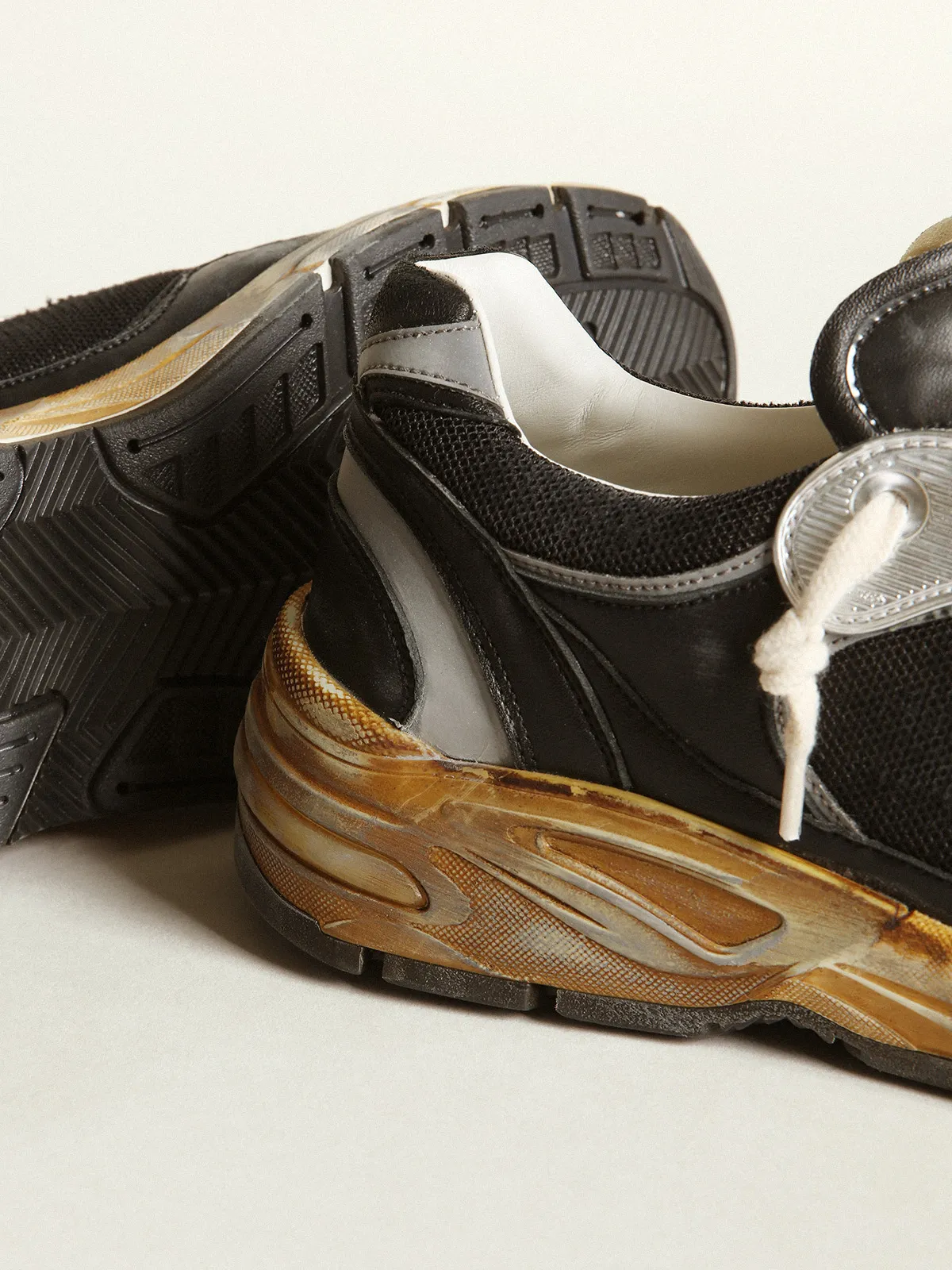 Men's Dad-Star in black mesh and nappa with ice-colored star