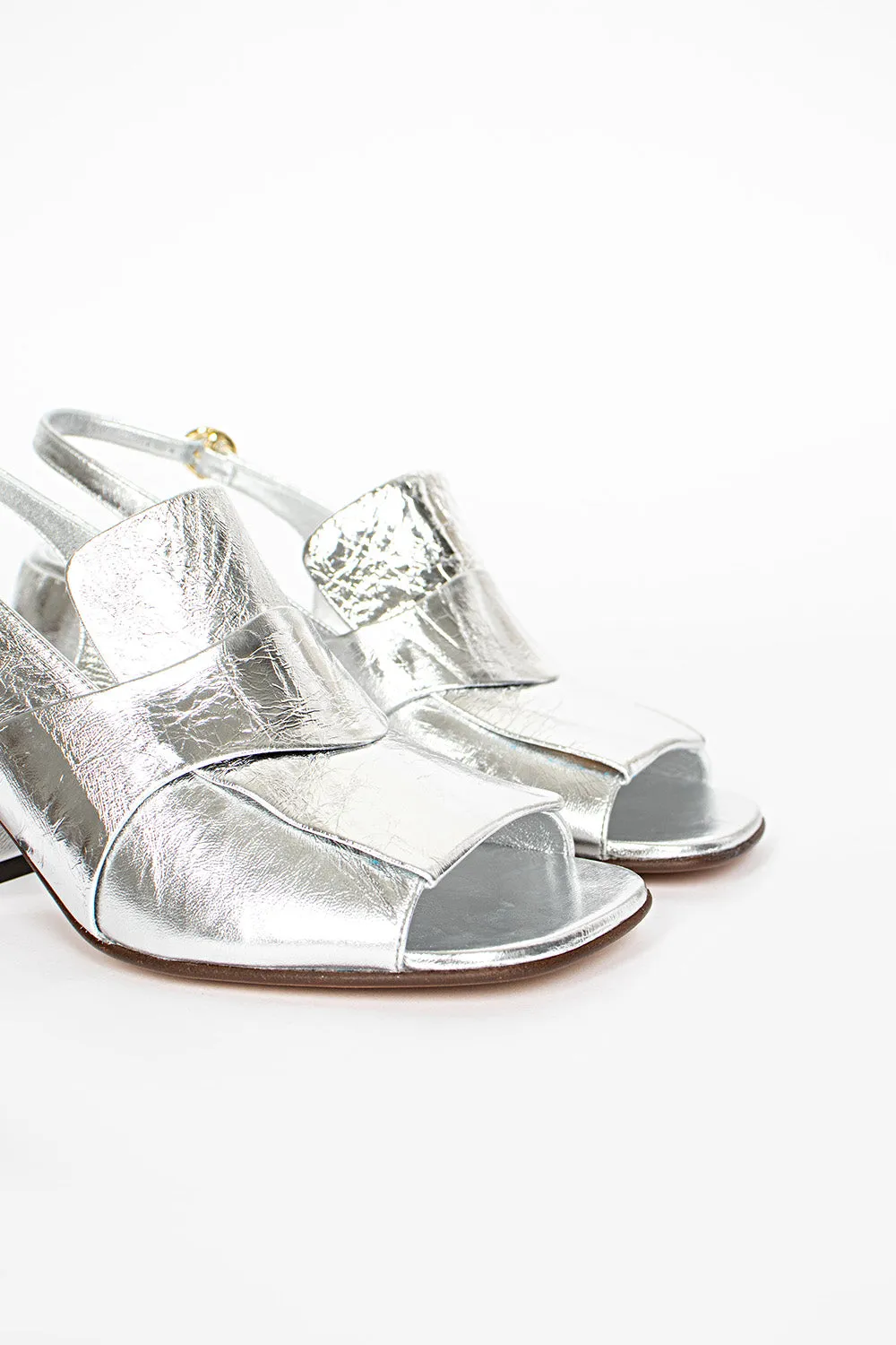 Metallic Heeled Sandals Silver