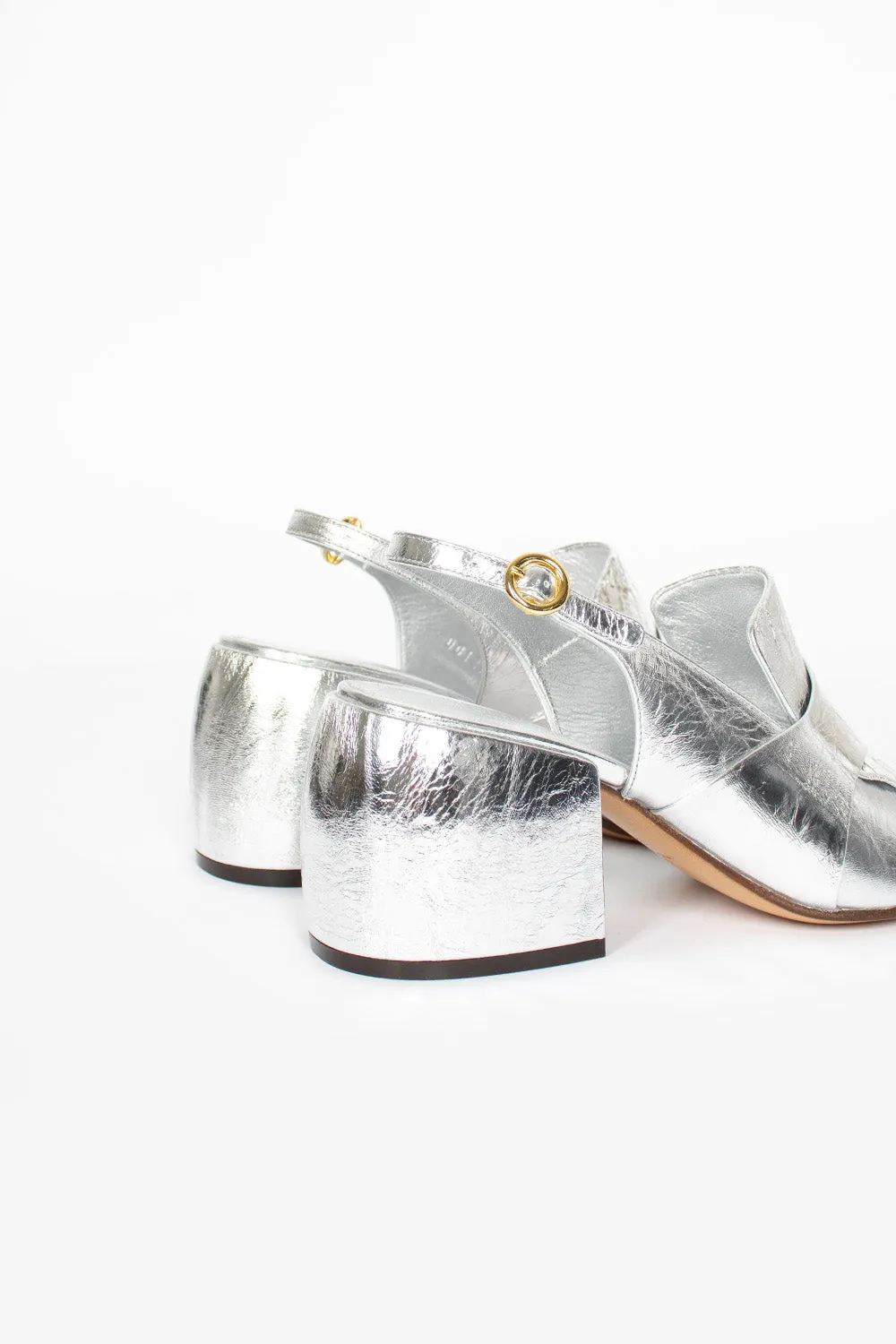 Metallic Heeled Sandals Silver