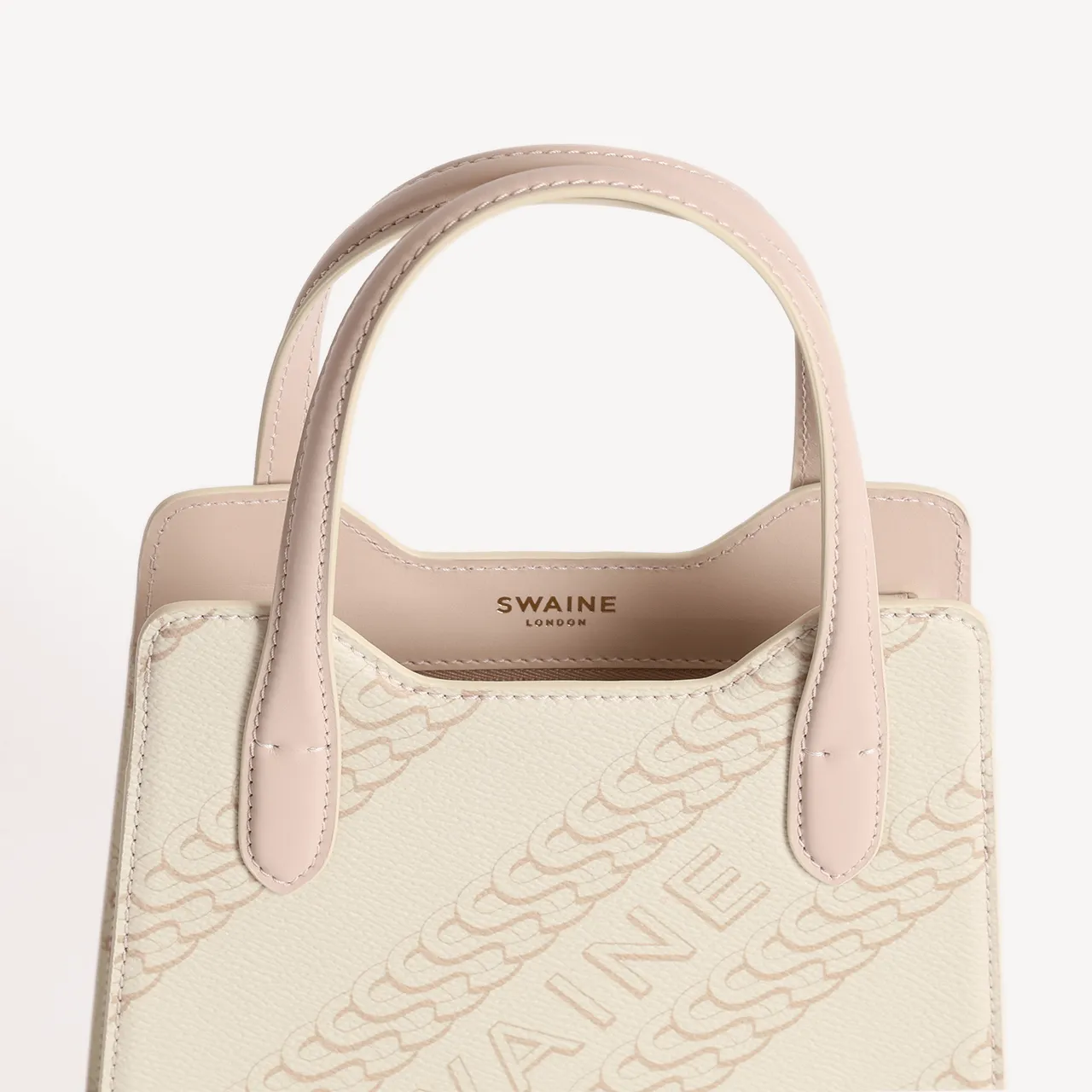Mini Swaine Small Monogram Print - Beige