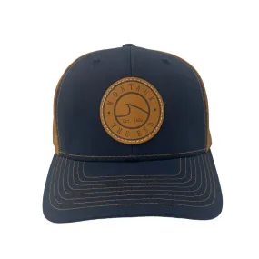 Montauk Surf and Sports The End Wave Leather Ostrich Style Hat in Blue and Brown