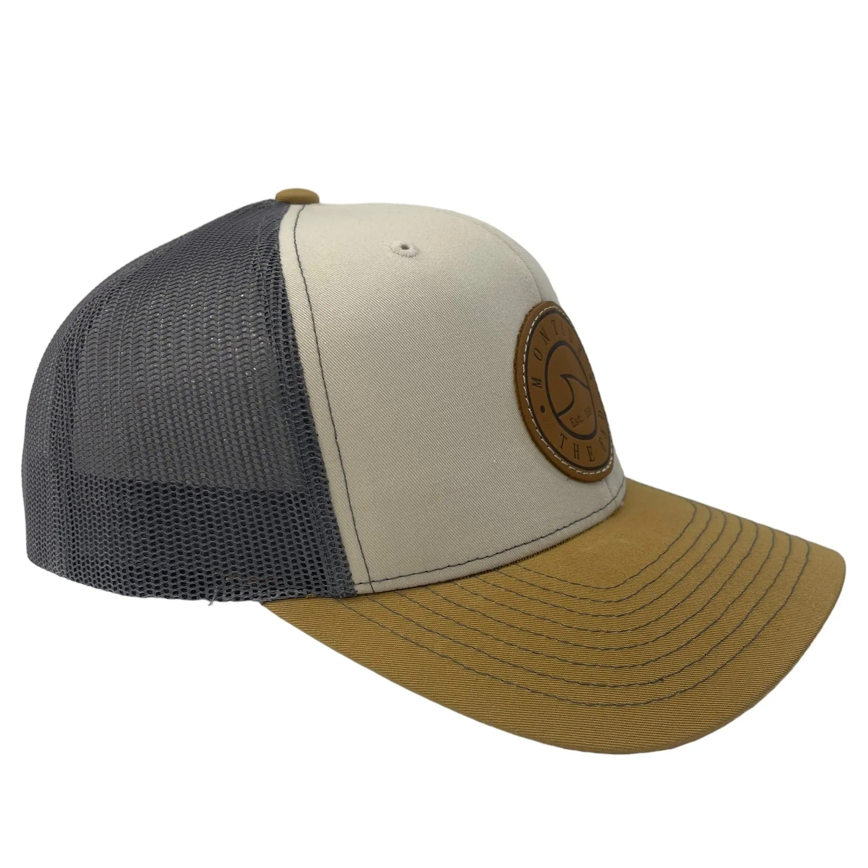 Montauk Surf and Sports The End Wave Leather Ostrich Style Hat in Khaki