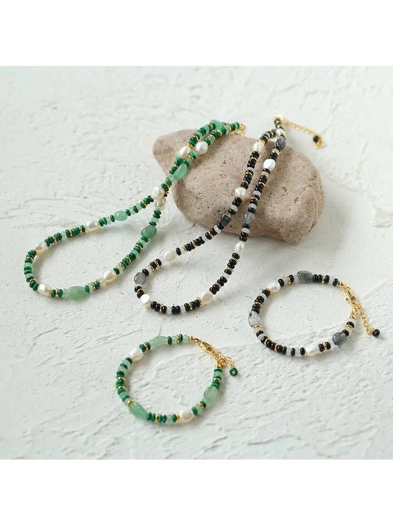 Multiple Irregular Colored Agates Jade Necklace -Green