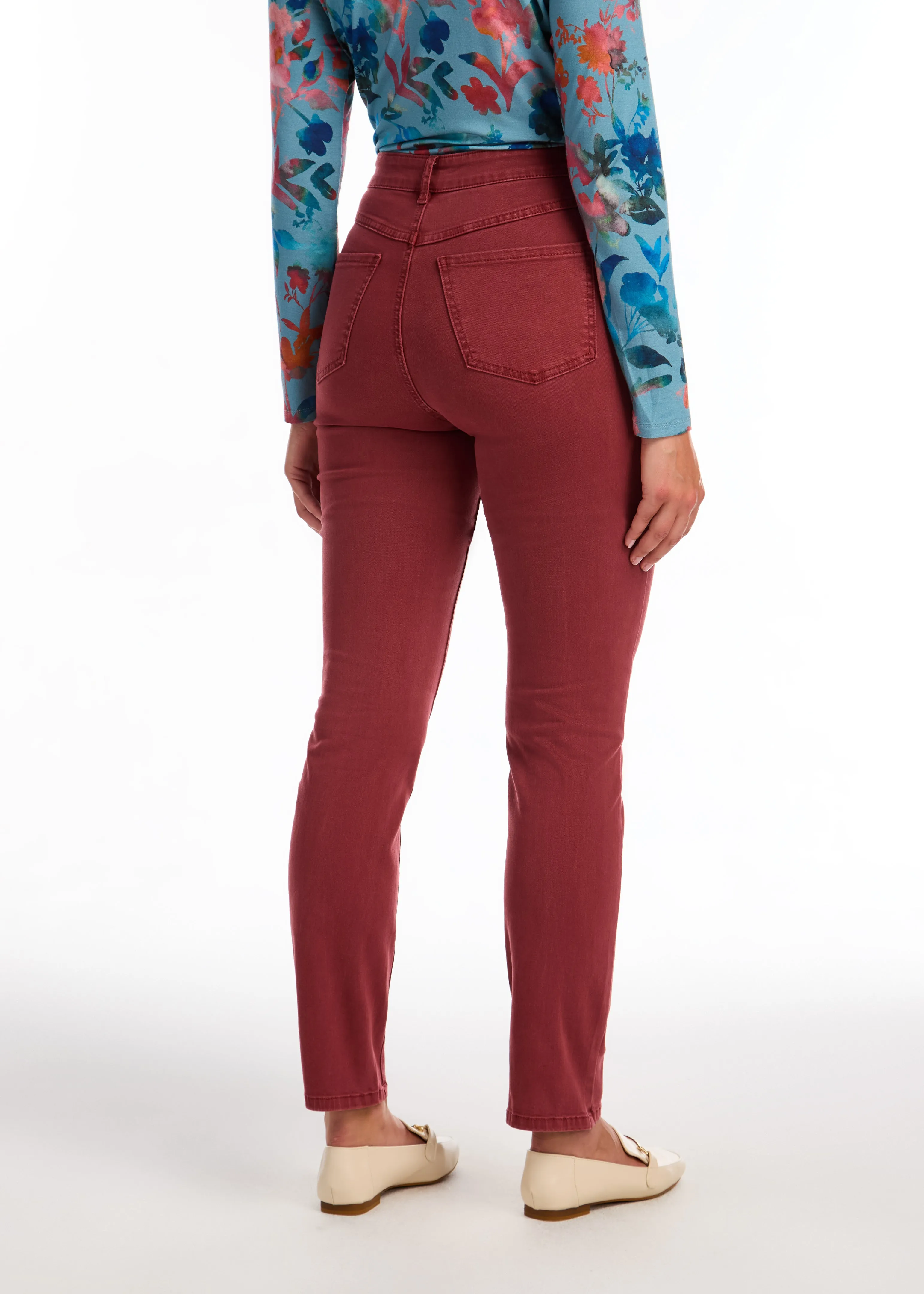 Petite Suzanne Straight Leg Denim, Rust Red