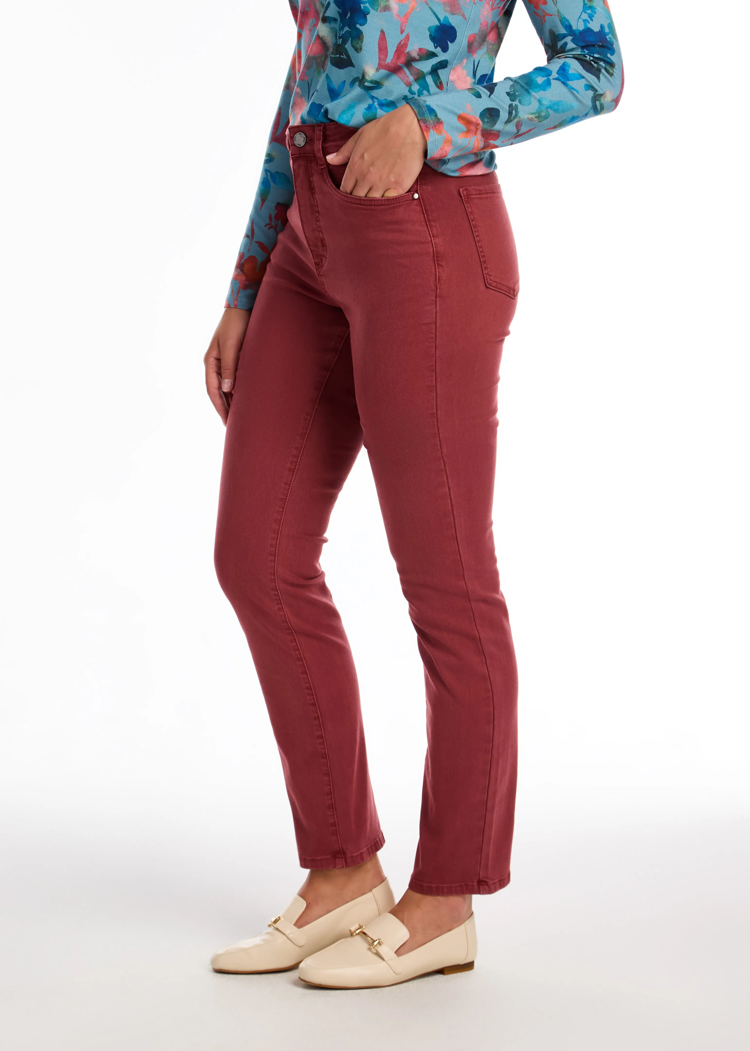 Petite Suzanne Straight Leg Denim, Rust Red