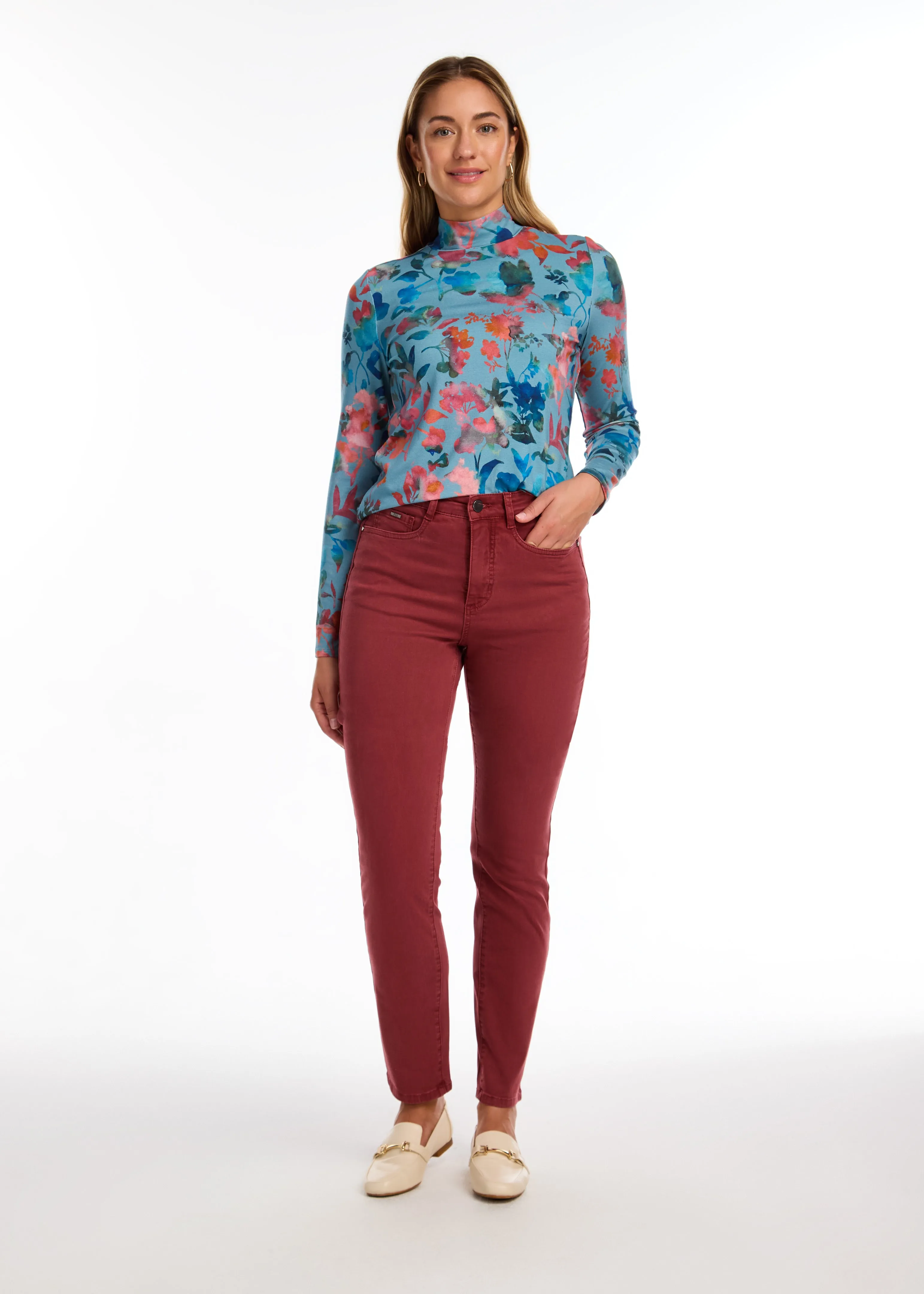 Petite Suzanne Straight Leg Denim, Rust Red
