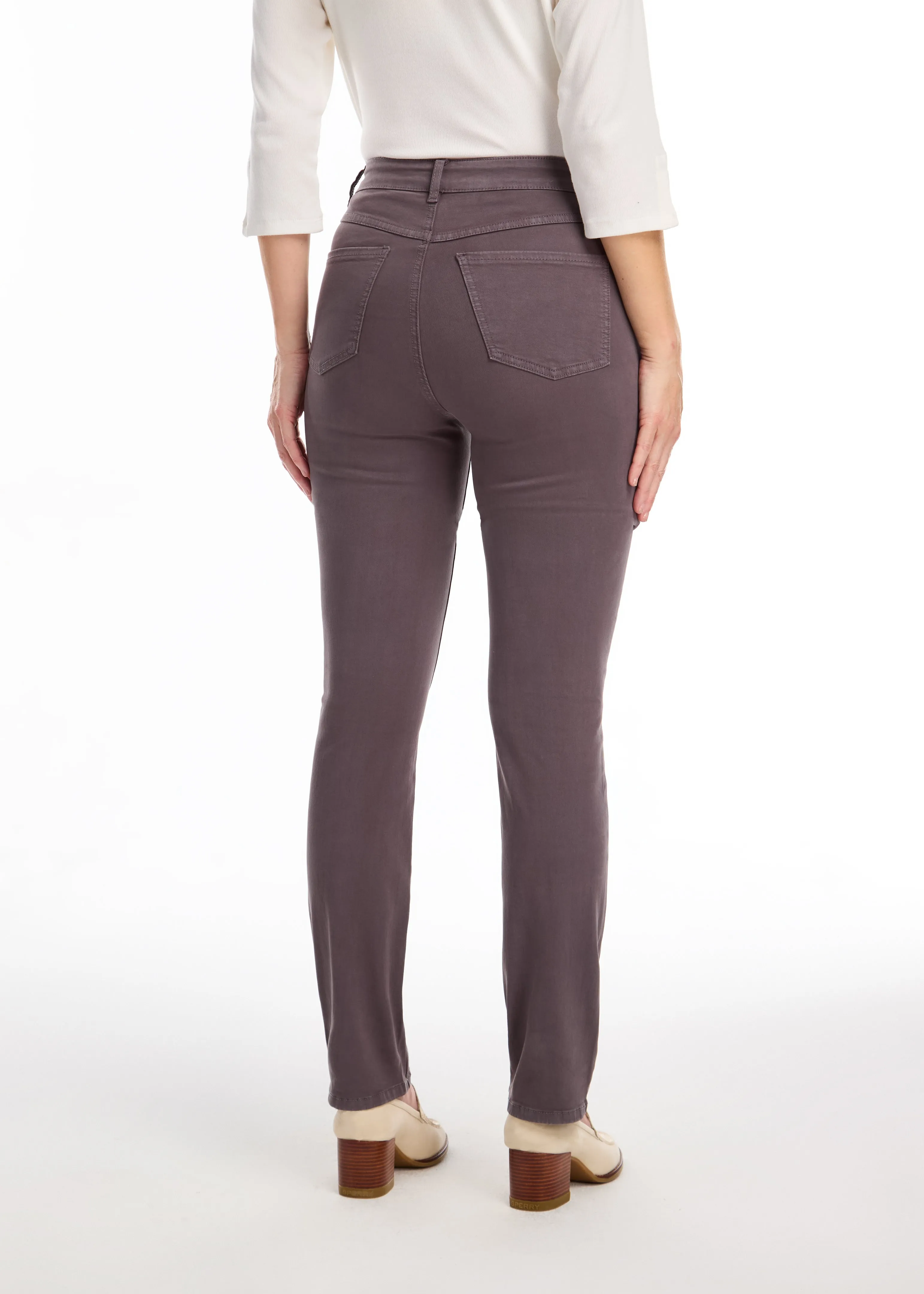 Petite Suzanne Straight Leg Denim, Stone Gray