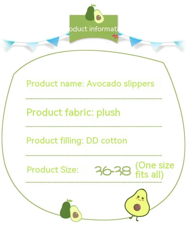 Thickened Warm Cartoon Avocado Slippers – Cozy and Fun Footwear for Ultimate Comfort