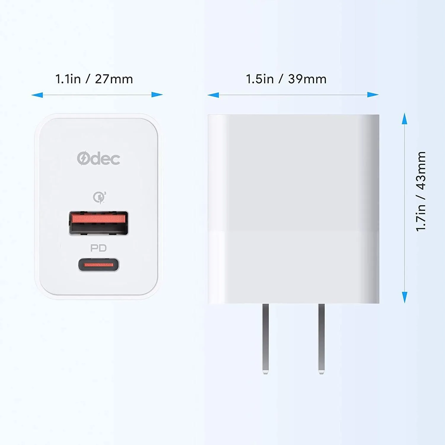 USB C Charger Adapter  20W 2 Port PD Charger with 20W Power Delivery 3.0
