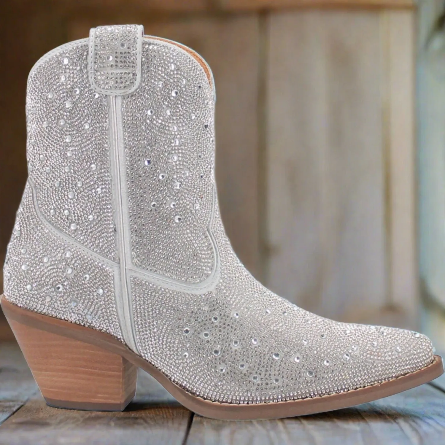 Women's Rhinestone Cowgirl Leather Bootie DI577